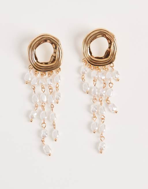 Accessorize - Gedraaide oorhangers met kwastjes van imitatieparels in goud, 2 van 3