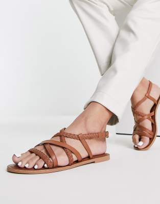 Accessorize - Geflochtene Riemchensandalen in Hellbraun