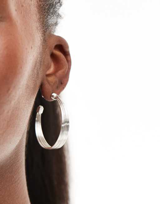 Accessorize - Gelaagde oorringen met textuur in zilver
