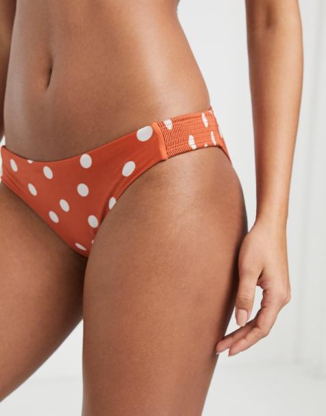 Accessorize – Gesmoktes Bikiniunterteil mit Tupfen