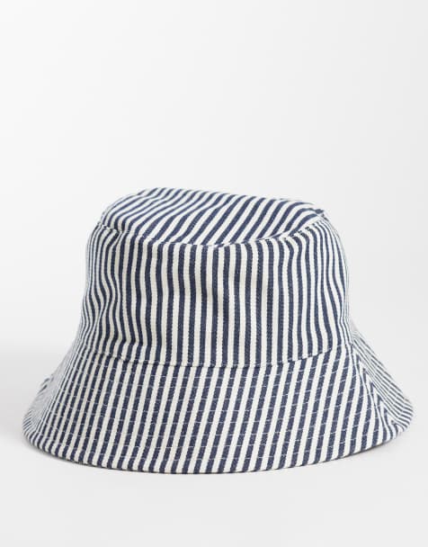 Accessorize - Gestreepte bucket hat in marineblauw en wit - view 1