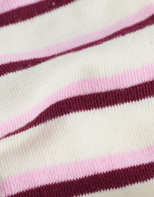 Accessorize – Gestreifte Socken mit Teddy-Motiv in Rosa und Weiß, 3 von 3