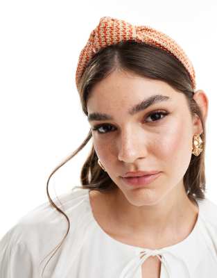 Accessorize - Gestreiftes Haarband aus Raffia in Orange