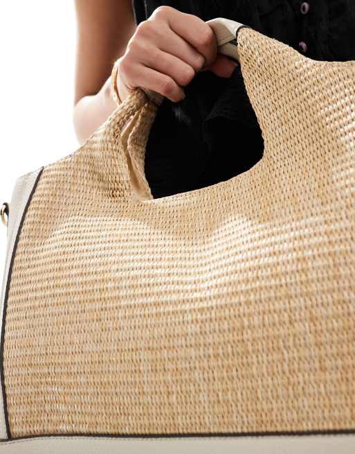 Accessorize - Geweven handtas met handvat bovenaan in ivoorwit, 3 van 4