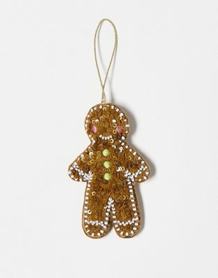 Accessorize gingerbread man embroidered christmas tree decoration