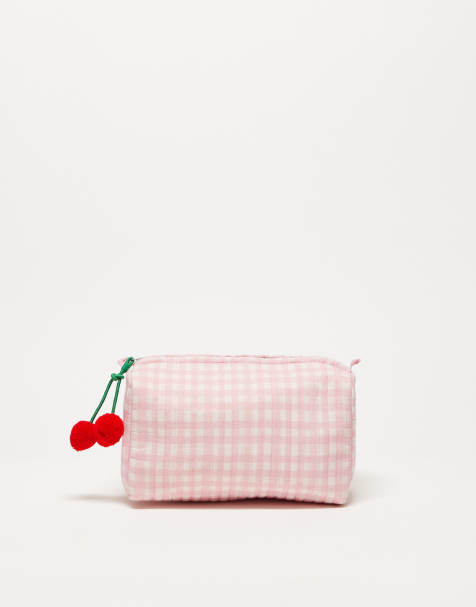 Accessorize gingham soft wash bag in pink - view 1