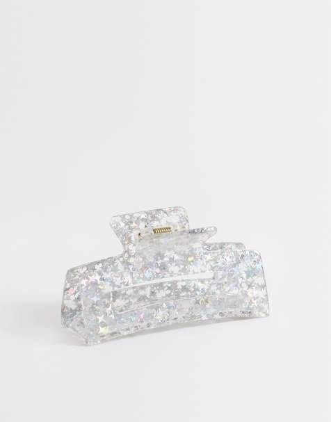 Accessorize glitter resin star claw clip in silver - view 1