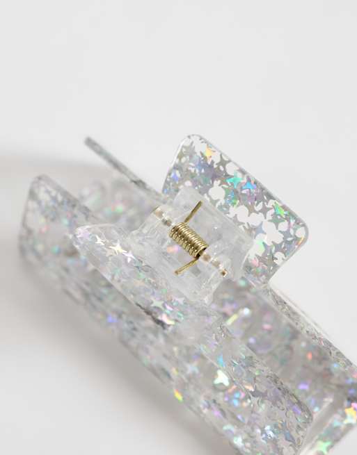 Accessorize glitter resin star claw clip in silver, 2 of 3