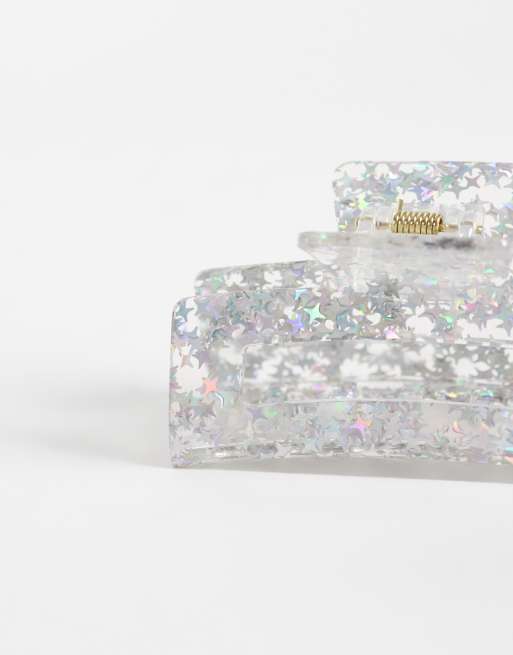Accessorize glitter resin star claw clip in silver, 3 of 3