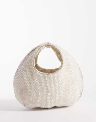 Accessorize - Glitzernde Handtasche mit Perlenbesatz in Weiß