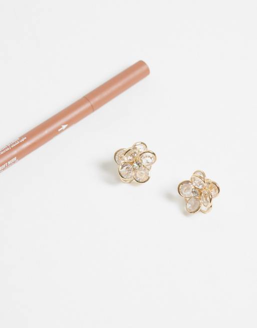 Accessorize gold gem flower stud earrings in gold, 2 of 6