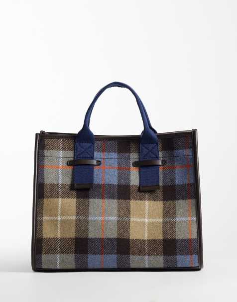 Accessorize grab tote bag in neutral check - view 1