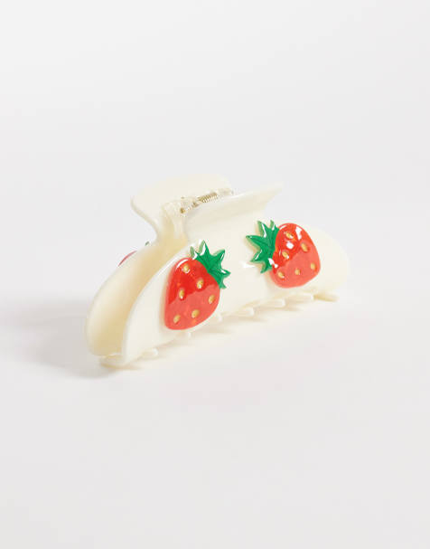 Accessorize – Gräddvit hårklämma med 3D-jordgubbar - view 1