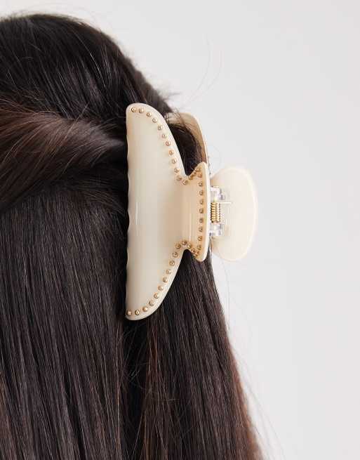 Accessorize – Gräddvit hårklämma med nitkant, 3 av 3