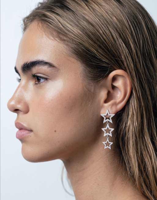 Accessorize gradual metal star drop earrings in silver, 2 of 5