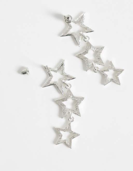Accessorize gradual metal star drop earrings in silver, 3 of 5