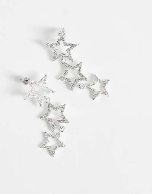 Accessorize gradual metal star drop earrings in silver, 4 of 5