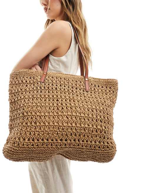 Accessorize Grand cabas de plage en paille Beige ASOS - Main Image