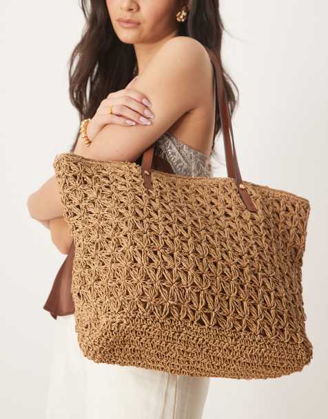 Accessorize - Grand cabas de plage en paille - Beige - view 1