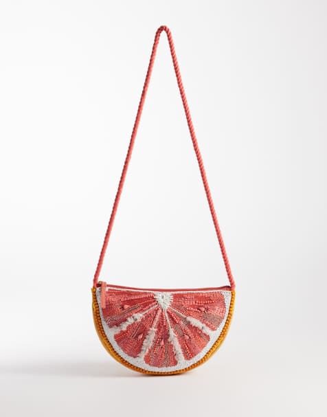 Accessorize – Grapefruit – Umhängetasche in Orange mit Perlenverzierung - view 1
