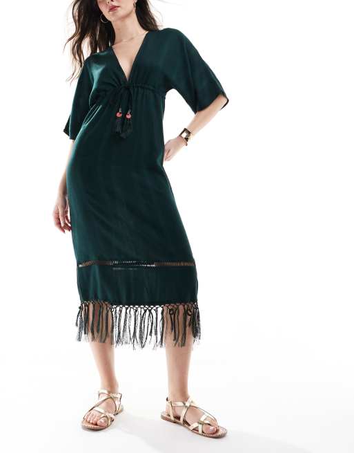 Accessorize - Grøn maxi-kaftan til stranden