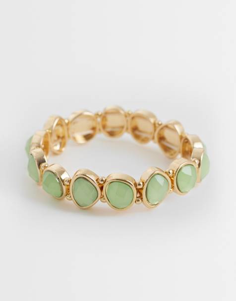Accessorize - Grønt elastik-armbånd med smykkesten - view 1