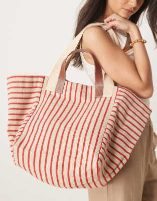 Accessorize - Große Handtasche mit roten Streifen und zwei Trageriemen