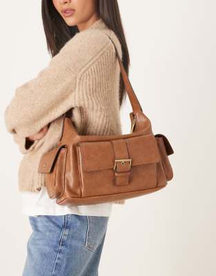 Accessorize - Große Utility-Schultertasche in Hellbraun-Brown