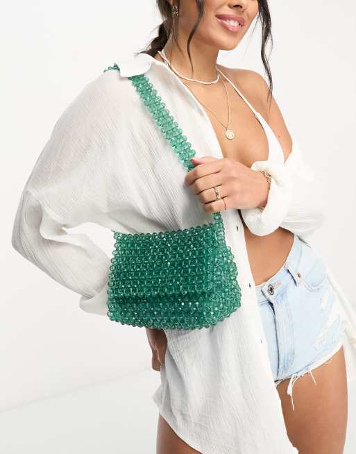 Accessorize – Grön axelväska med pärlor