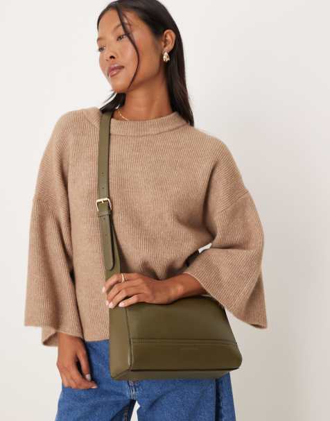Accessorize grow on handle crossbody bag in olive green - view 1
