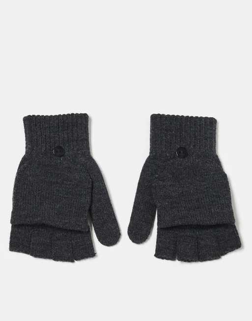 Accessorize - Guanti grigi senza dita con dettaglio a manopola