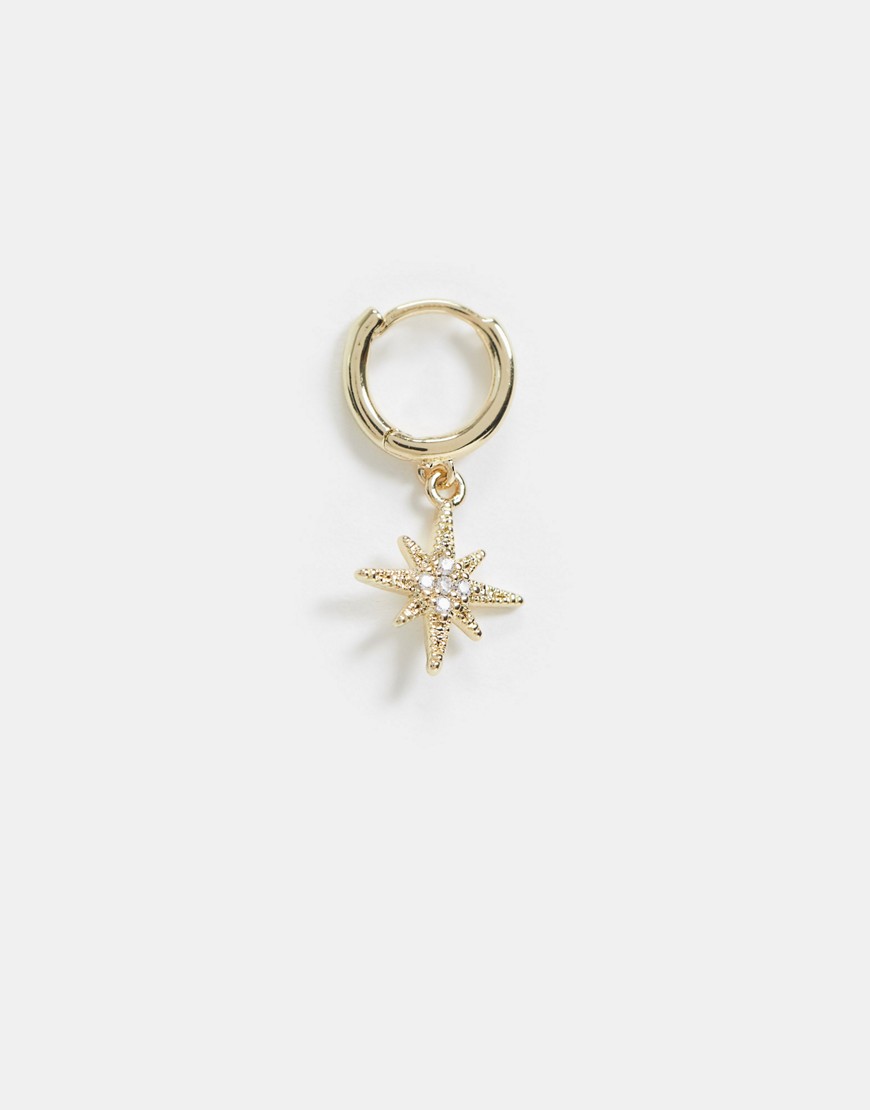 Accessorize – Guldfärgad enkel creol med stjärnhänge