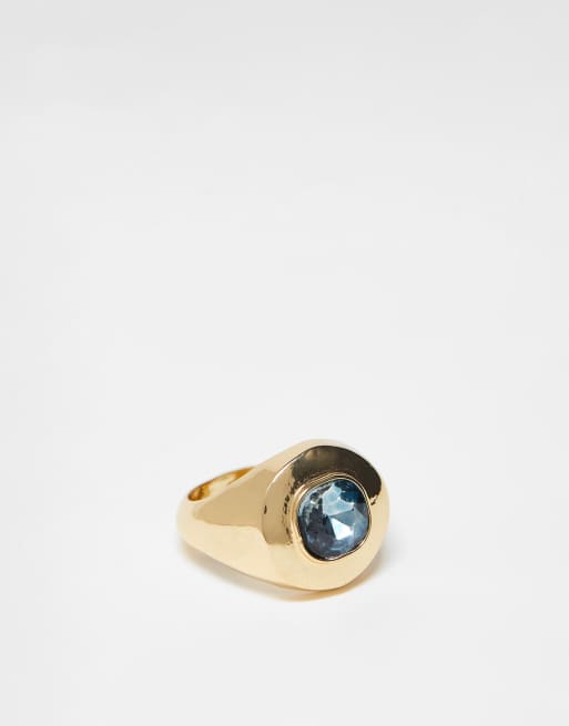 Accessorize – Guldfärgad grov ring med sten