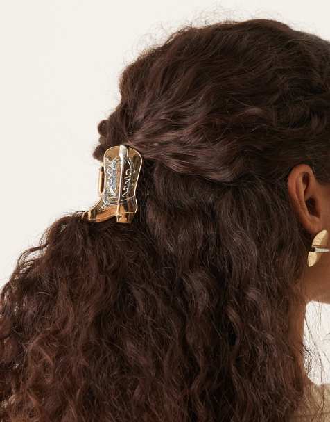 Accessorize – Guldfärgad hårklämma i metall med cowboystövel - view 1