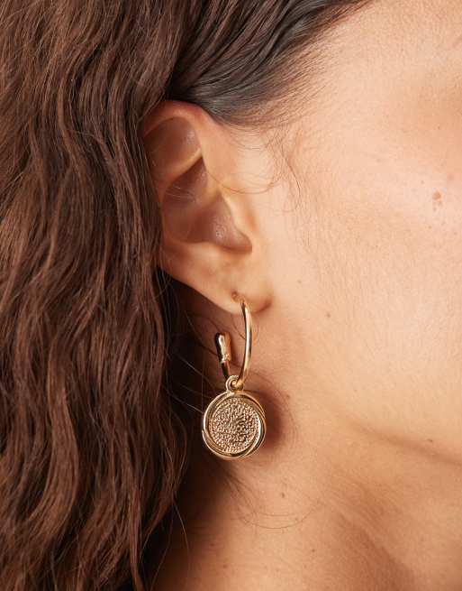 Accessorize – Guldfärgade creoler med mynthängen