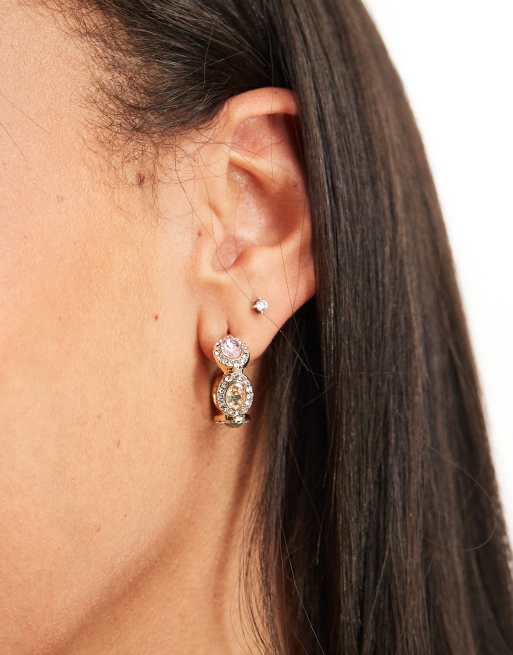 Accessorize – Guldfärgade creoler med strass