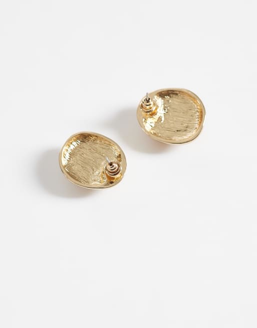 Accessorize – Guldfärgade örhängen i vintagestil med brun sten, 3 av 4