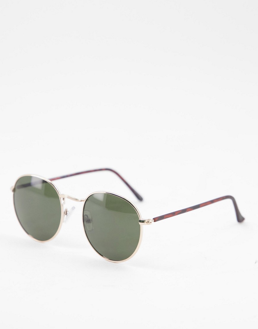 Accessorize – Guldfärgade runda solglasögon med bruna glas