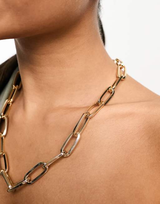 Accessorize – Guldfärgat, enkelt halsband med medelstor kedja, 4 av 4