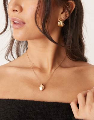 Accessorize – Guldfärgat halsband med rundat hänge - view 1