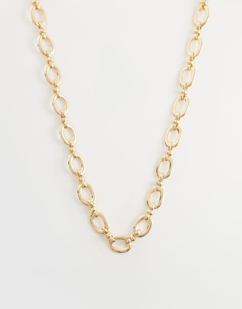 Accessorize – Guldfärgat halsband med stora ovala länkar - view 1