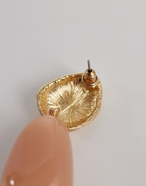 Accessorize - Guldfarvede hængeøreringe med smeltet metallook og vedhæng i lyserød resin, 4 af 4