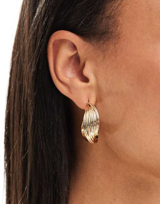 Accessorize - Guldfarvede hoop-øreringe med snoet design