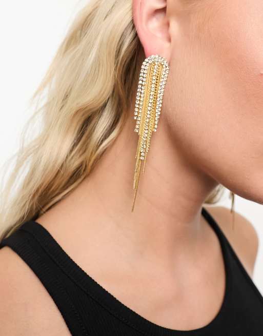 Accessorize - Guldfarvede og klassiske vandfaldsøreringe med krystalkæde