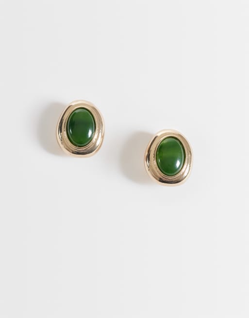 Accessorize - Guldfarvede øreringe med grønne sten i vintage-stil