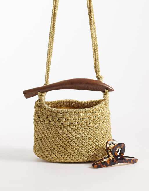 Accessorize - Guldfarvet crossbody-taske med fiskehank, 2 af 4