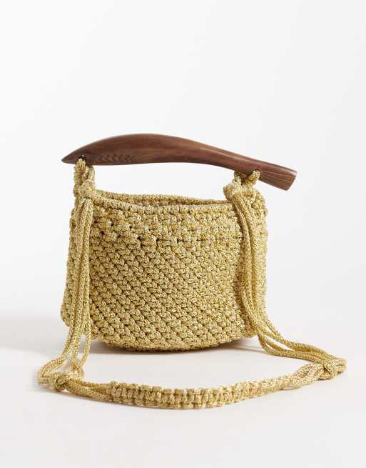 Accessorize - Guldfarvet crossbody-taske med fiskehank, 3 af 4