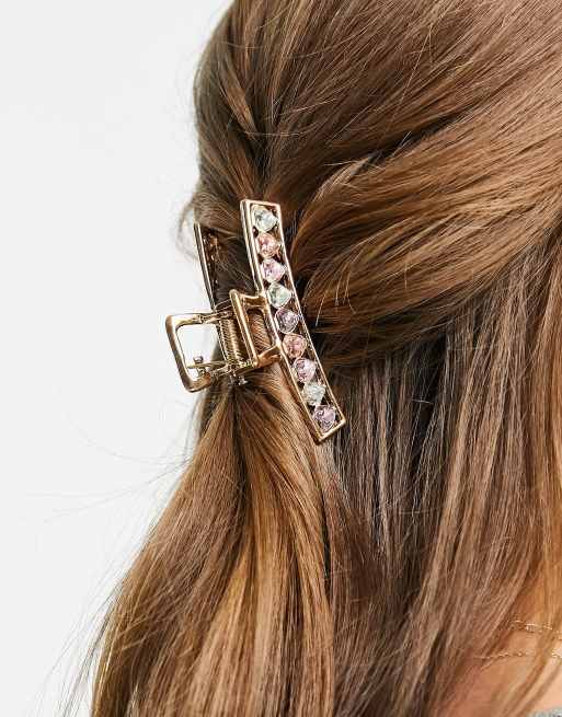 Accessorize - Guldfarvet hårklemme med hjerteformede juveler