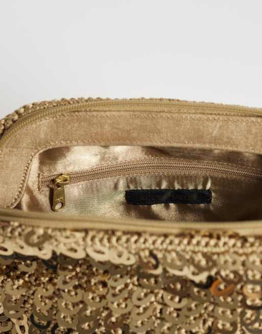 Accessorize - Guldfarvet vævet clutch med pailletter, 4 af 5