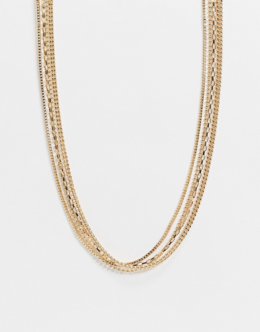 Accessorize – Gulfärgat halsband med kedjor i flera längder-Guld
